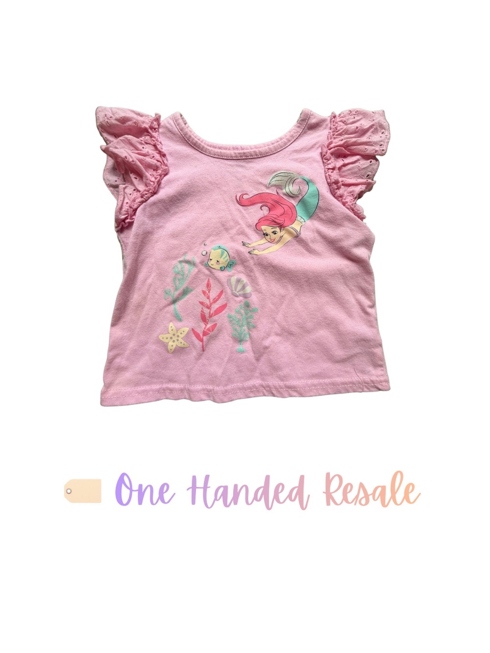 🧜‍♀️ Disney Princesses Pink Girls' Little Mermaid Ariel Tee w/ Ruffle Sleeves 3T